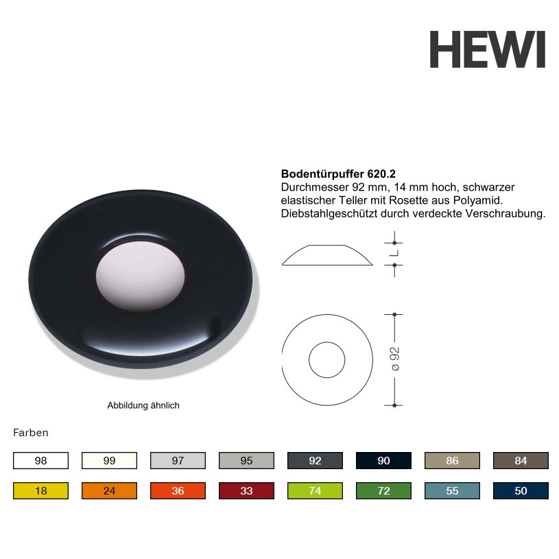 HEWI 620.2 Bodentrpuffer, 92mm, h=14mm, orange